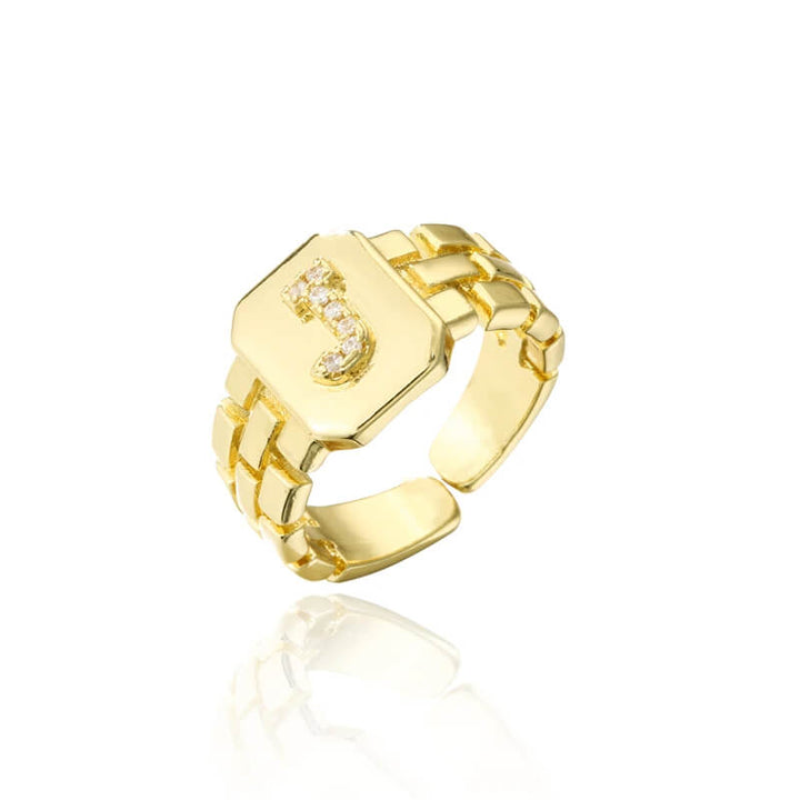 18k Gold Plated Adjustable Letter Ring