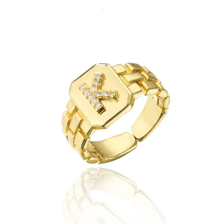 18k Gold Plated Adjustable Letter Ring