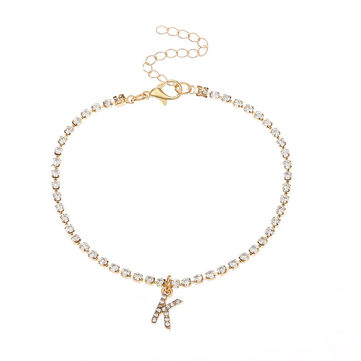 Waterproof anklet with studded initials