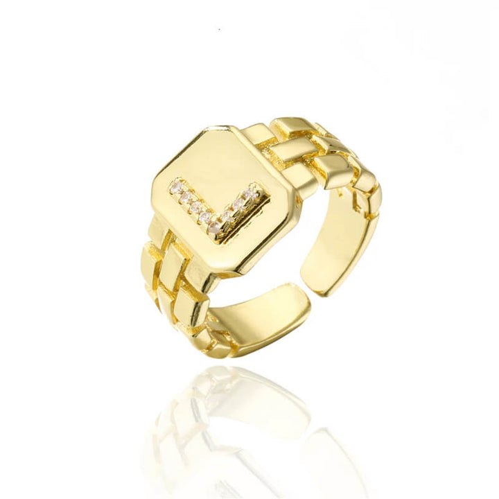 18k Gold Plated Adjustable Letter Ring