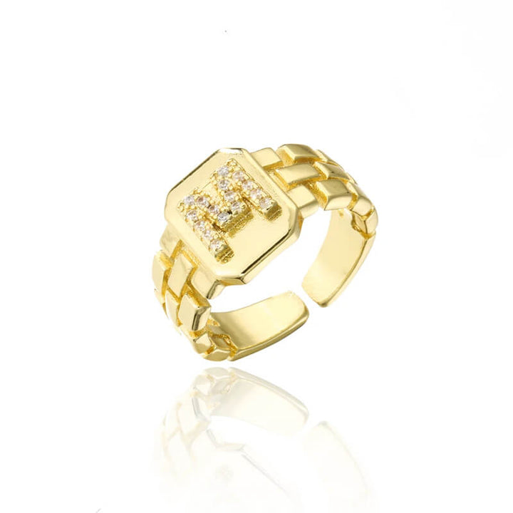 18k Gold Plated Adjustable Letter Ring