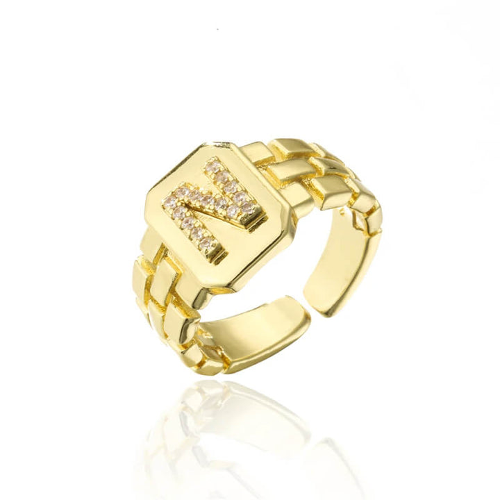 18k Gold Plated Adjustable Letter Ring