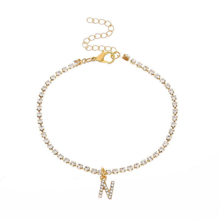 Waterproof anklet with studded initials