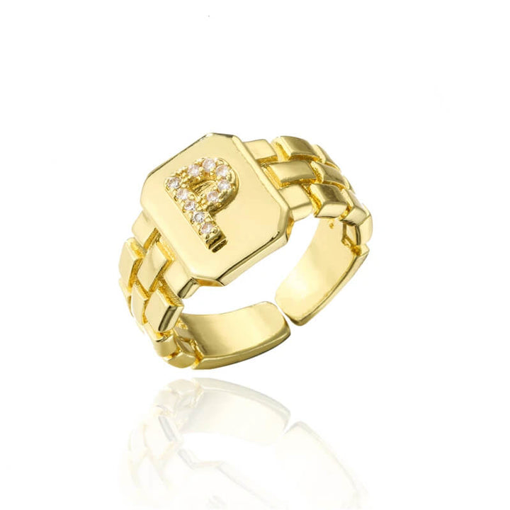 18k Gold Plated Adjustable Letter Ring