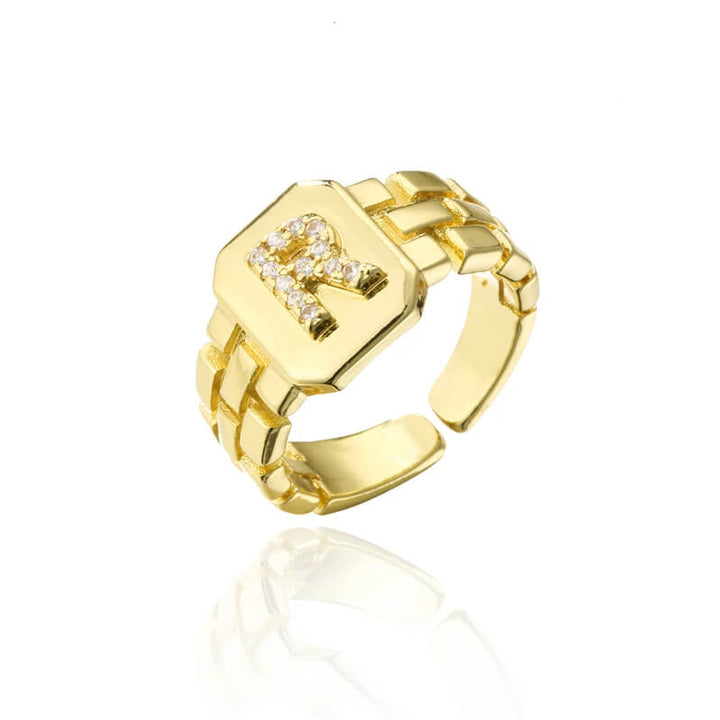 18k Gold Plated Adjustable Letter Ring