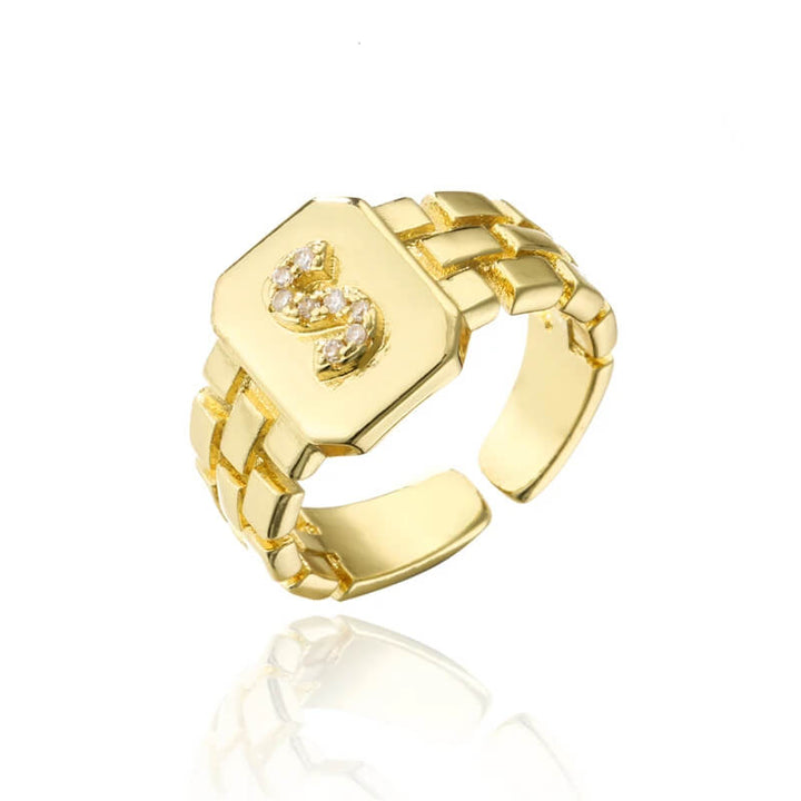 18k Gold Plated Adjustable Letter Ring