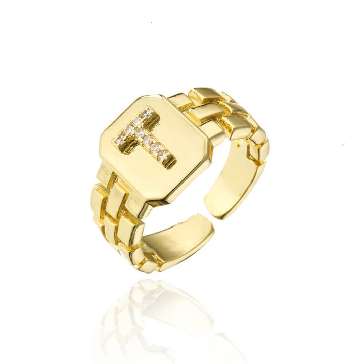 18k Gold Plated Adjustable Letter Ring