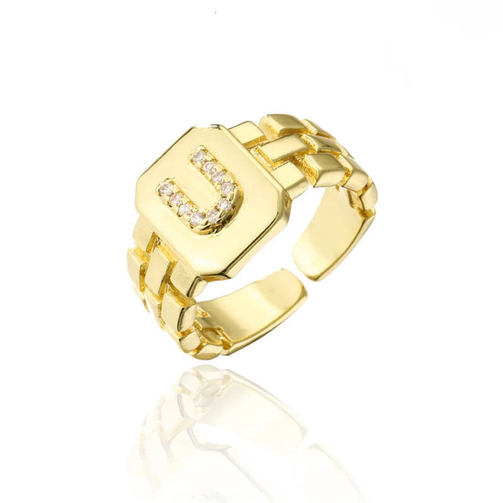 18k Gold Plated Adjustable Letter Ring