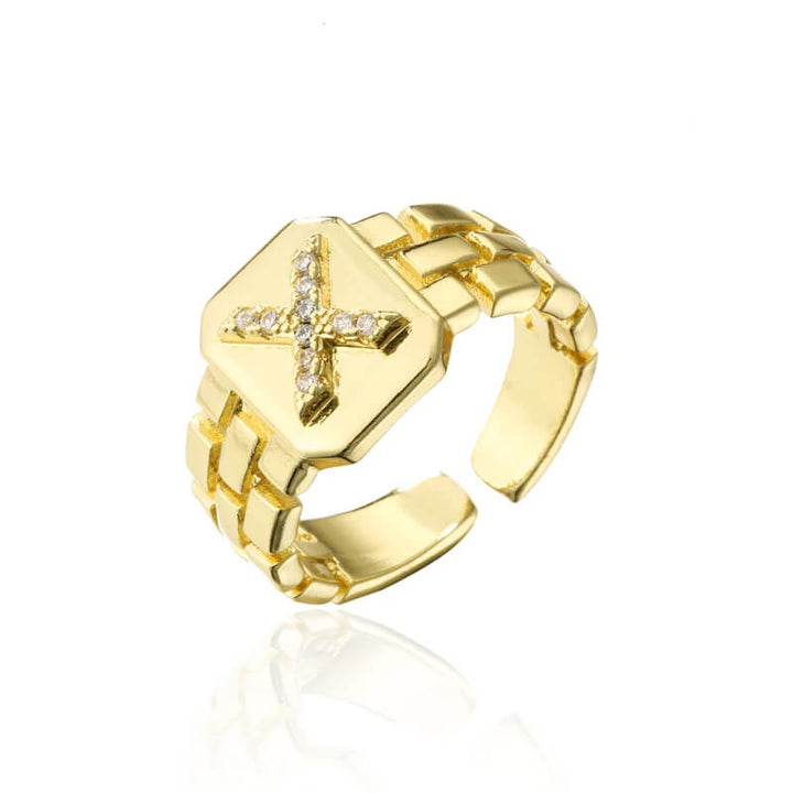 18k Gold Plated Adjustable Letter Ring