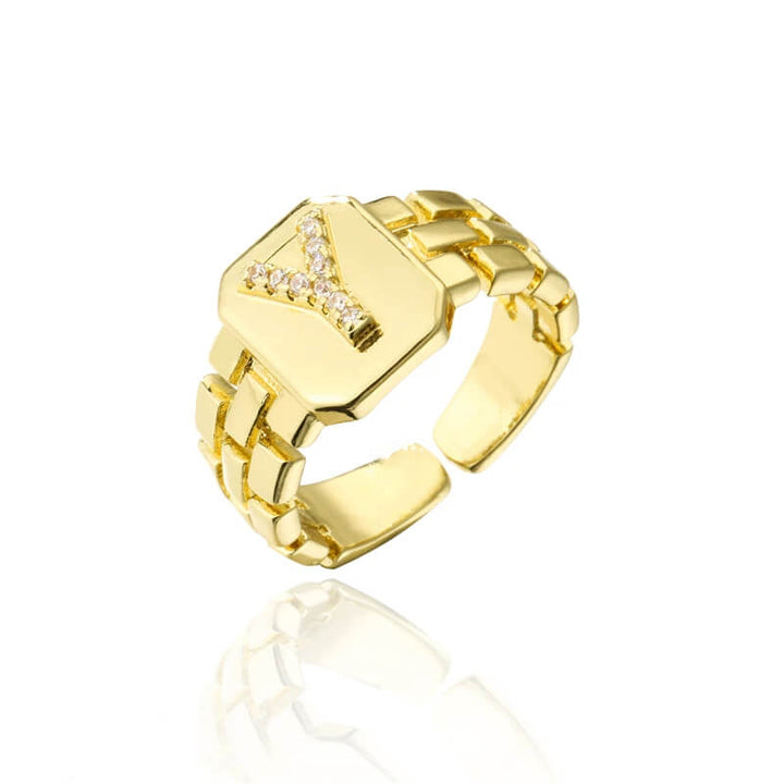 18k Gold Plated Adjustable Letter Ring