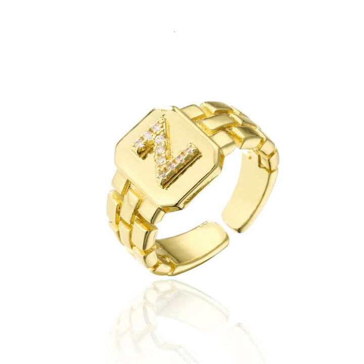 18k Gold Plated Adjustable Letter Ring