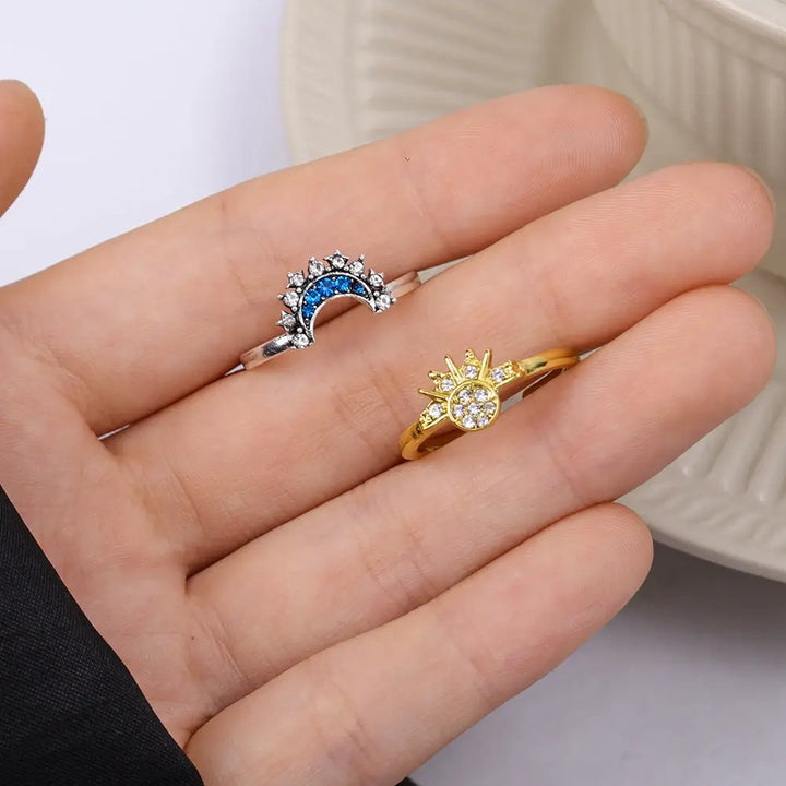 Adjustable Sun and Moon Ring Set