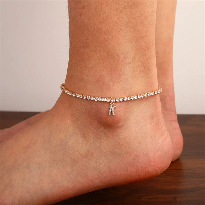 Waterproof anklet with studded initials