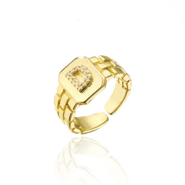 18k Gold Plated Adjustable Letter Ring