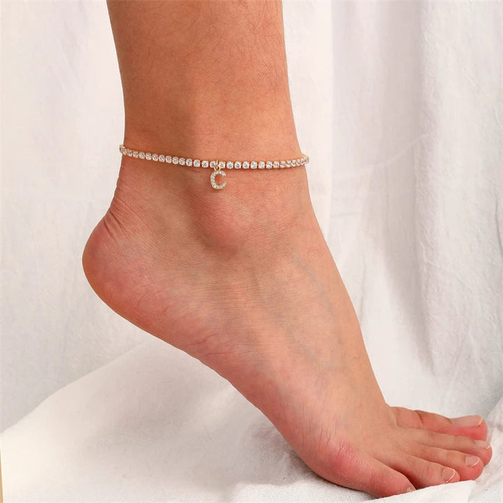 Waterproof anklet with studded initials