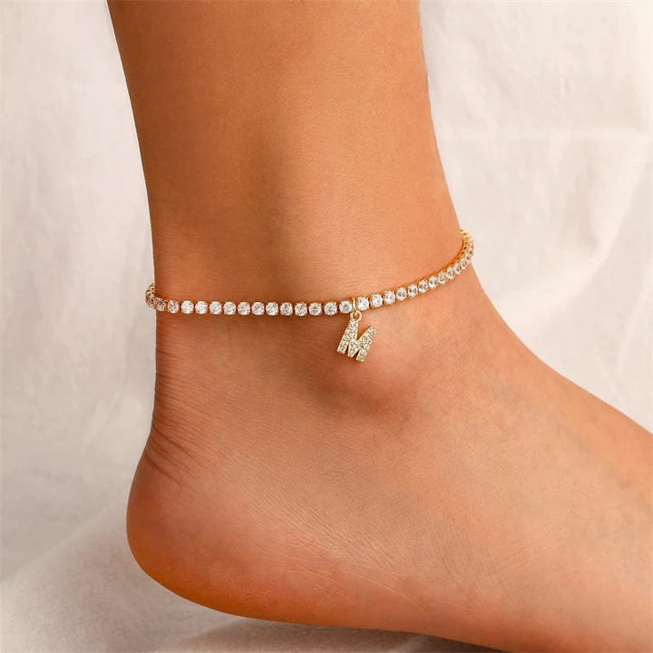 Waterproof anklet with studded initials