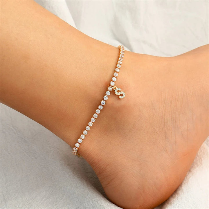 Waterproof anklet with studded initials