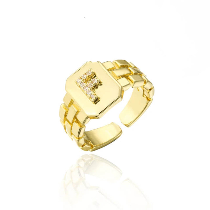 18k Gold Plated Adjustable Letter Ring