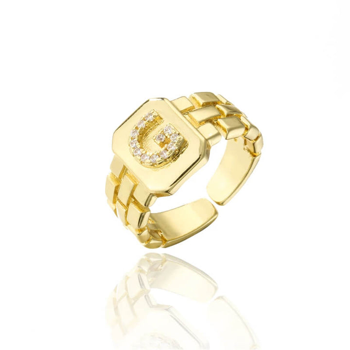 18k Gold Plated Adjustable Letter Ring