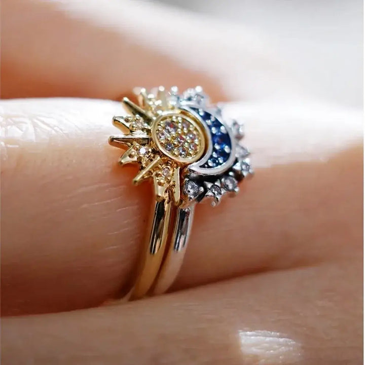 Adjustable Sun and Moon Ring Set