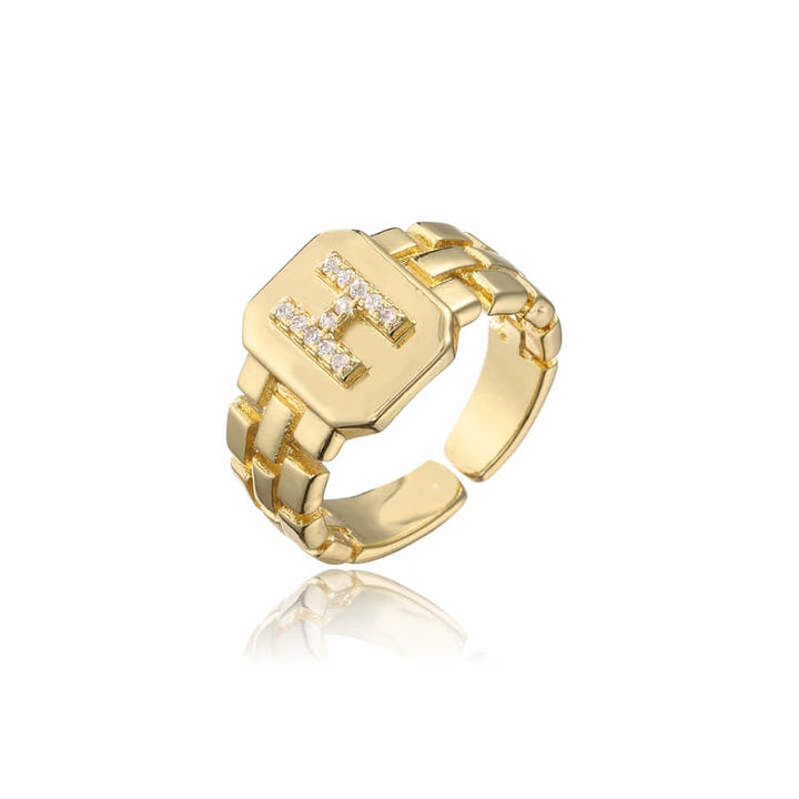 18k Gold Plated Adjustable Letter Ring