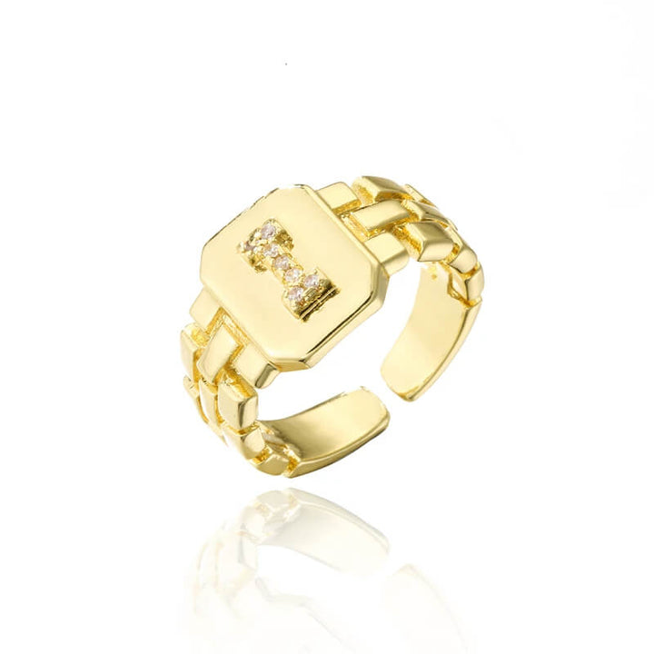 18k Gold Plated Adjustable Letter Ring