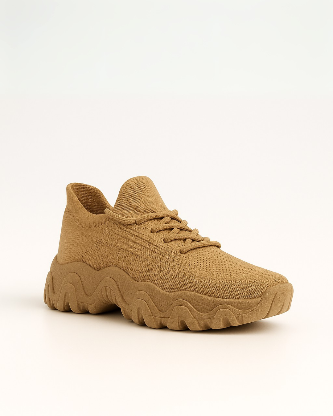 Angled view of OrthoEase Luxe Sand showing lightweight sole