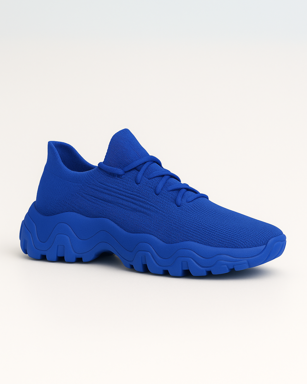 Angled view of all-blue OrthoEase Luxe Sapphire shoes