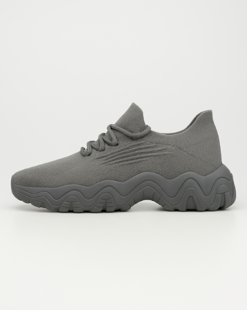 Right side view of OrthoEase Luxe Silver orthopedic sneaker