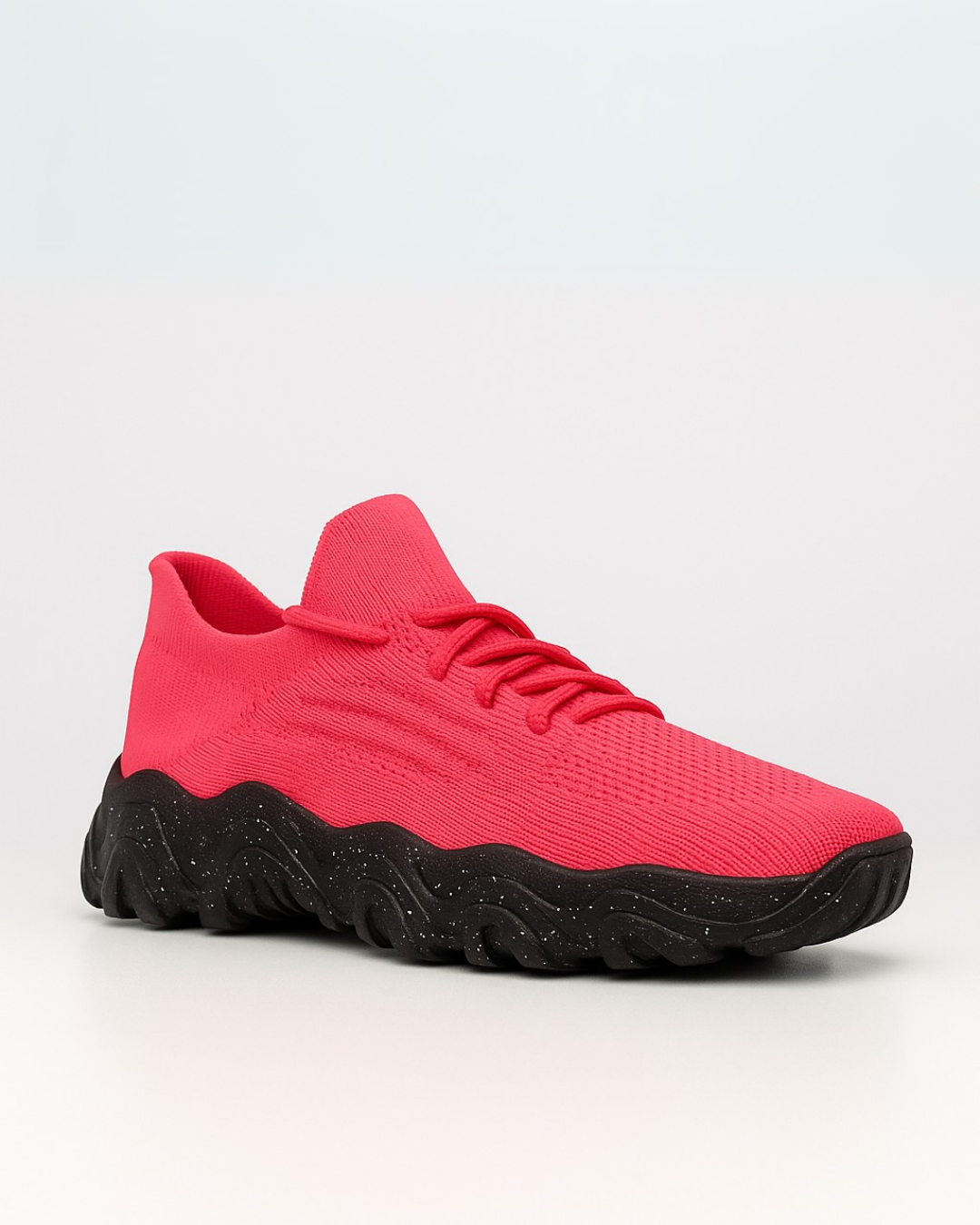 Angled view of Voltage Pink OrthoEase Luxe with thick black sole