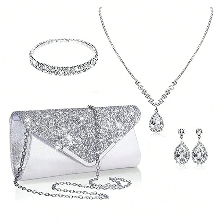 Stellar Elegance Set: Sparkling Evening Clutch & Jewel Ensemble