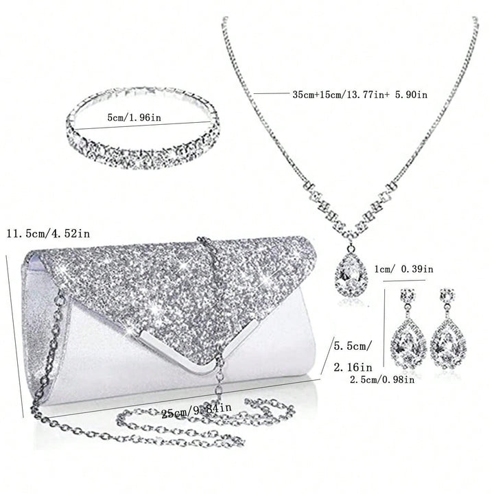 Stellar Elegance Set: Sparkling Evening Clutch & Jewel Ensemble