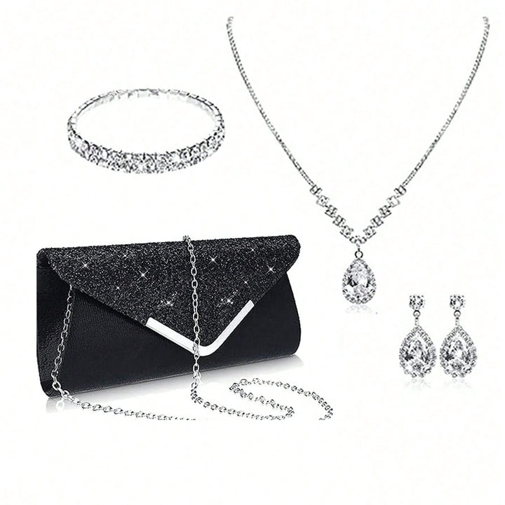 Stellar Elegance Set: Sparkling Evening Clutch & Jewel Ensemble